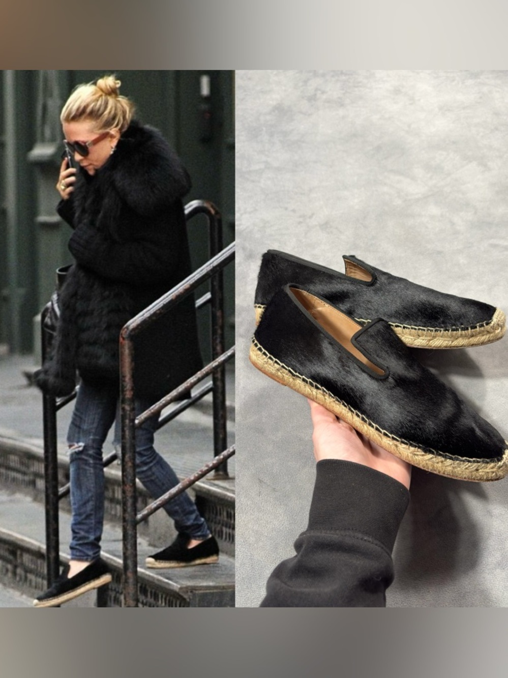 RARE CELINE BY PHOEBE PHILO Archive Avantgarde Y2K Pony Hair Espadrilles